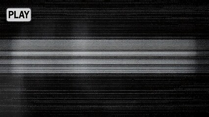 TV screen texture with glitch text PLAY. HDTV no signal problems. Bad TV signal on TV screen Noise of motion background lines. Glitch VHS. Retro play concept. Glitch camera effect.Video rewind texture