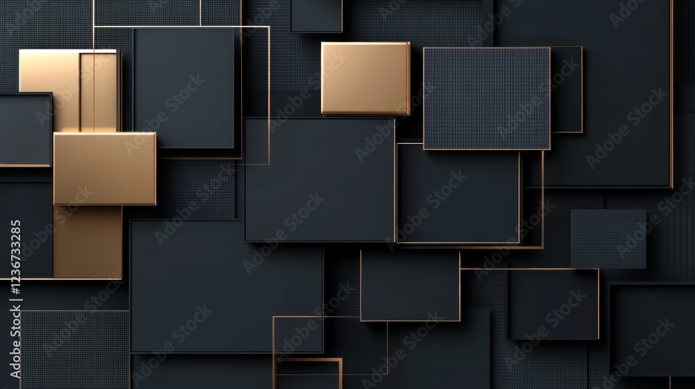Poster background design featuring abstract shapes in dark tones and metallic accents for creative projects