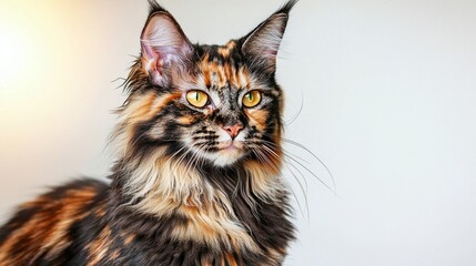 Obraz premium Majestic Maine Coon Cat Portrait Indoor Setting Animal Photography Captivating Environment Close-Up View Feline Beauty Unveiled