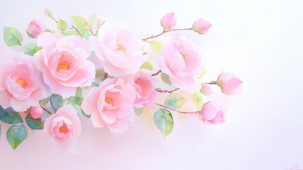 Fototapeta premium Magnolia Blossom Watercolor Design, a charming hand-painted floral illustration ideal for enhancing invitations, cards, and stationery with a touch of elegance and beauty