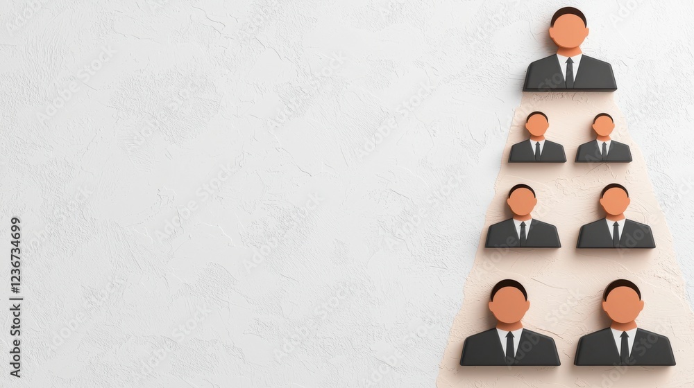 Poster business hierarchy symbol with abstract figures on textured background