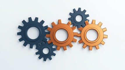 Colorful Gears in Collaboration Concept for Industry and Mechanism