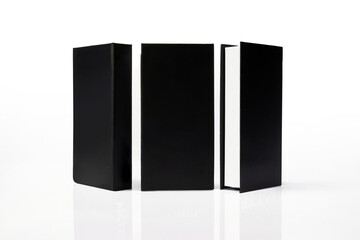 Black boxes on white background, black packaging