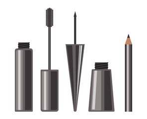 Eyes make up tools isolated concept. Vector flat graphic design illustration
