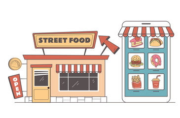 Obraz premium City building street simple town skyscraper concept. Vector graphic design illustration