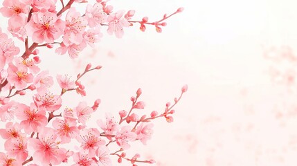 Soft Pink Cherry Blossom Floral Frame, Elegant and feminine border design featuring bold black outlines, simple solid colors, cool neon-lit palette, geometric pop art style.