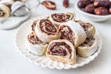 Traditional pastry with date paste and nuts