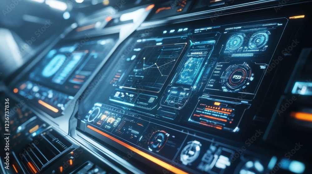 Poster future concept virtual touch user interface hud. vector interactive screen with control panel. hight