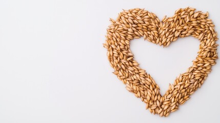 Heart Shape Made of Natural Grains on White Background