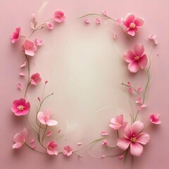 Fototapeta premium pink background with flowers