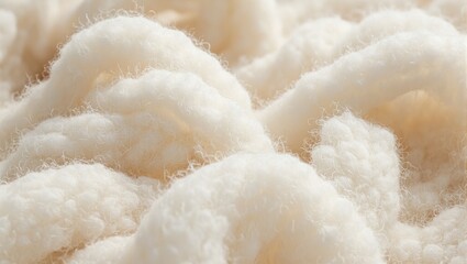 Luxurious light beige cashmere wool with fluffy texture radiating warmth