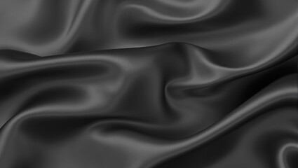Elegant charcoal gray satin fabric with sleek waves and reflections
