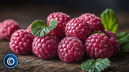 Fresh Raspberries on Rustic Wood, Close-up