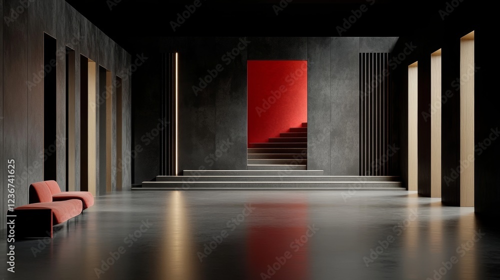 Poster mans background for designers showcasing chaos in an architectural space with contrasting colors and