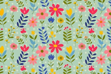 Fototapeta premium Vibrant Floral Pattern