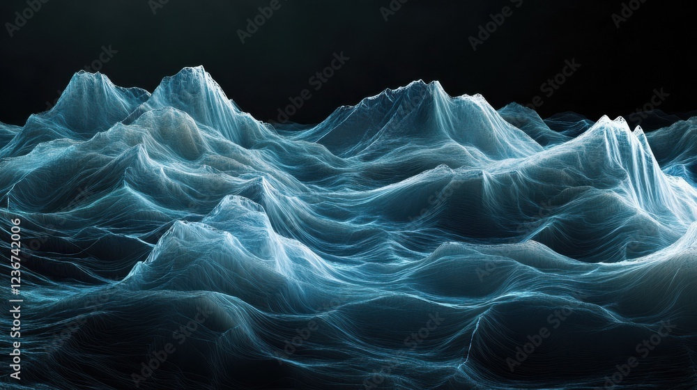 Poster modern representation of peak energy demand with dynamic wave patterns and data visualization elemen
