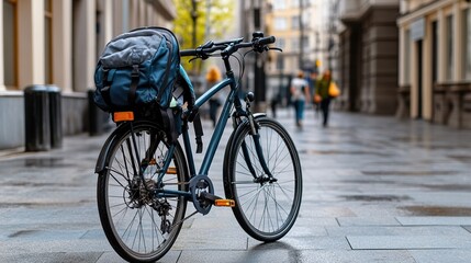 Obraz premium A bicycle with a properly secured child seat, symbolizing biking safety for families
