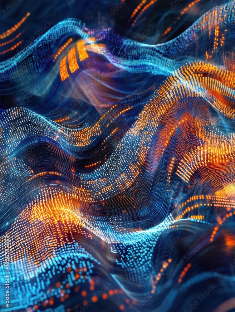 Poster big data network visualization concept. digital music industry, abstract science background. virtual