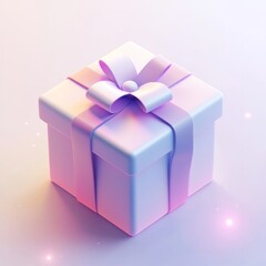 Elegant pastel gift box with ribbon and glowing soft light for special occasions