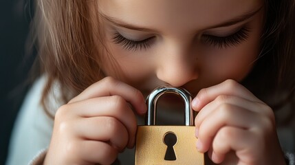 A child locking their diary with a tiny padlock, symbolizing personal security