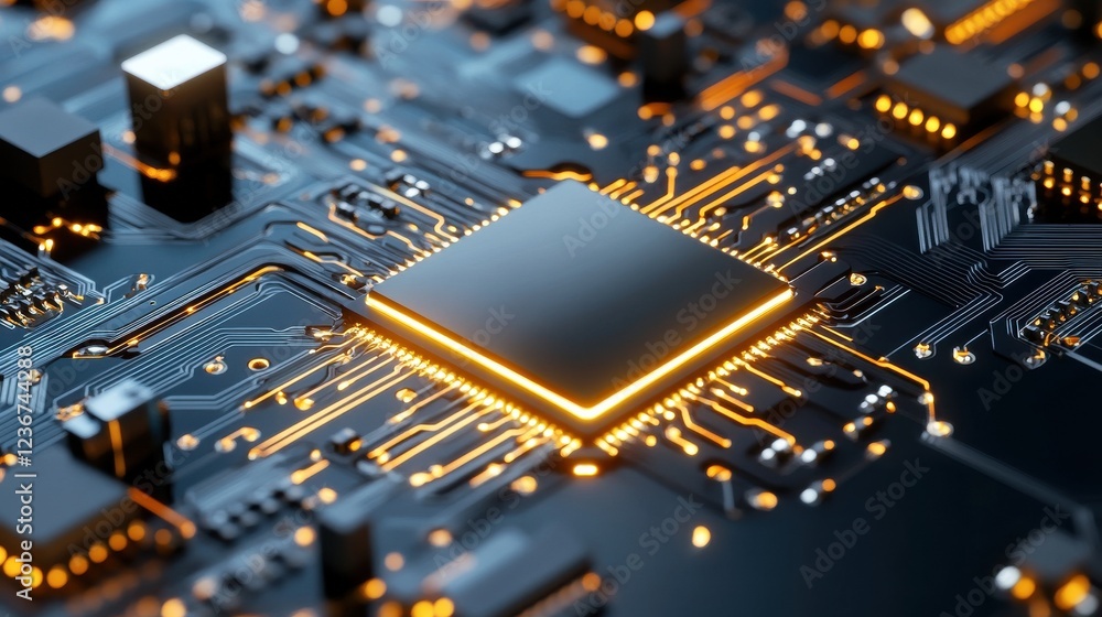 Poster a close-up of a smart credit card with a glowing chip, symbolizing payment securit