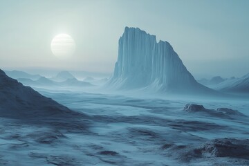 Fototapeta premium Frozen alien landscape with towering ice formations........