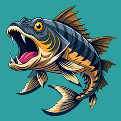 Highly Detailed Goliath Tiger Fish Digital Illustration with Sharp Teeth and Silver Scales