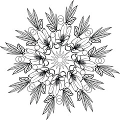  Abstract silhouette line art floral asian decorative mandala design 
