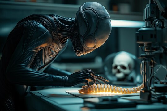 Extraterrestrial scientist conducting a mysterious experiment........