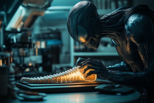 Extraterrestrial scientist conducting a mysterious experiment........