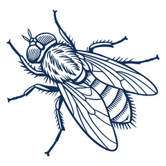 fly in engraved style  vector image