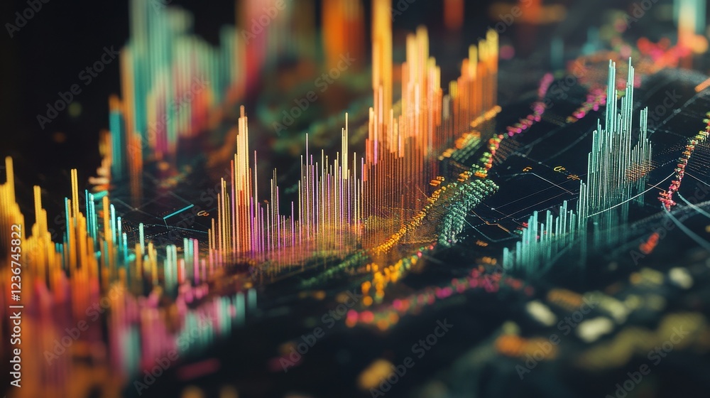 Poster creative forex chart with map on dark backdrop. global trade and invest concept. 3d rendering.