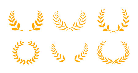 set of gold laurel wreath decoration