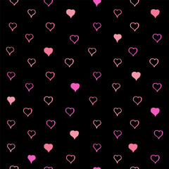 Seamless pattern Valentines day background, hand drawn heart shape doodles