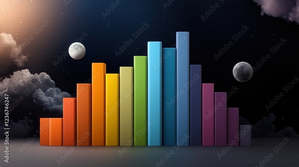 Fototapete a dynamic bar graph representing the top 10 most popular items in a category