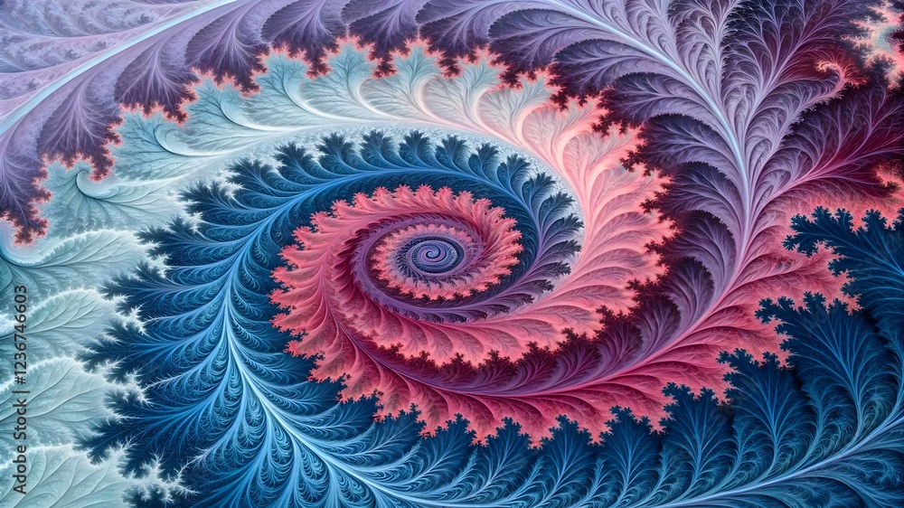 Poster Mesmerizing Abstract Fractal Background with Intricate Patterns and Vibrant Colors