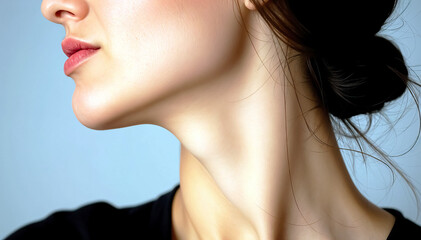 Fototapeta premium Profile view of woman neck and jawline smooth skin and elegant features