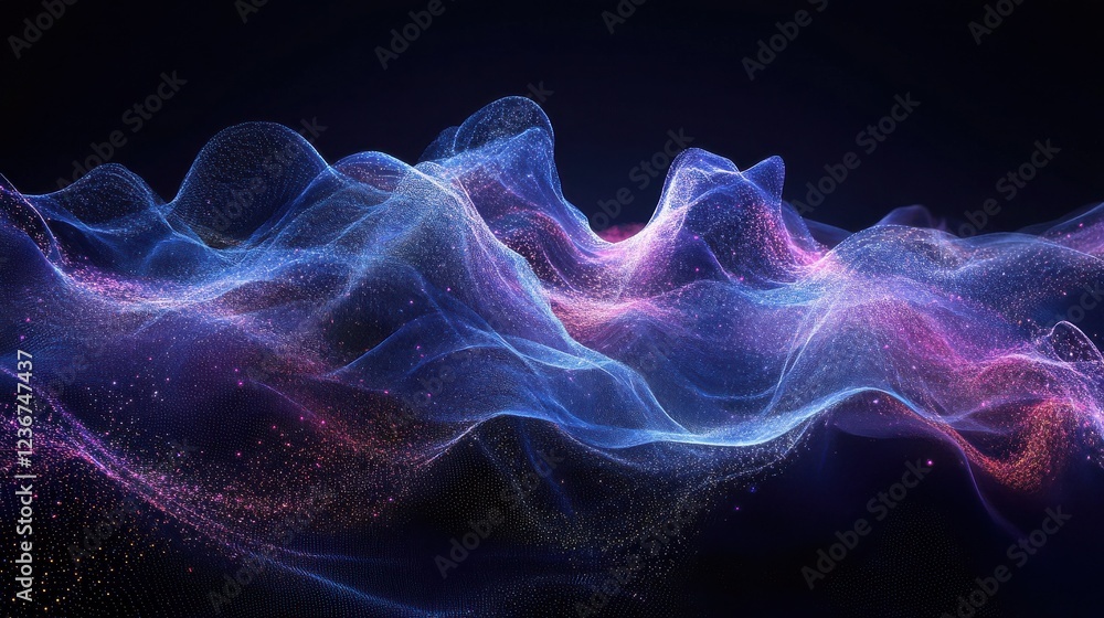Poster abstract glowing digital big data backdrop. technology and database concept. 3d rendering