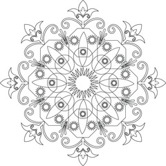  Abstract silhouette line art floral asian decorative mandala design 
