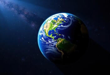 mesmerizing view of Earth from space illuminated by celestial light source of continents and oceans