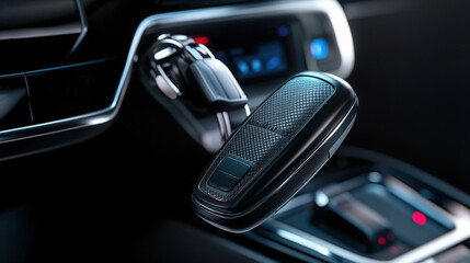 A key fob unlocking a high-security car, symbolizing modern vehicle protection