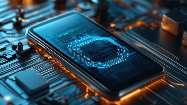 A virtual private network (VPN) logo on a glowing smartphone screen