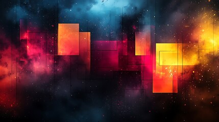 Naklejka premium Abstract Cosmic Background With Geometric Shapes