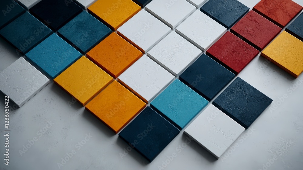 Aufkleber colorful pantone-inspired grid art installation studio space graphic design minimalist environment t
