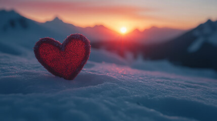 Fototapeta premium red heart on ice Valentine's Day romantic ideas decorations gifts crafts background wallpaper backdrop