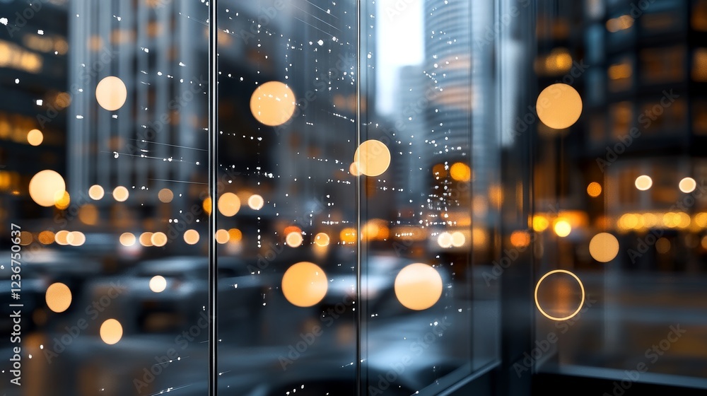 Poster creative background design with blurred city lights and abstract chaos effect in urban setting
