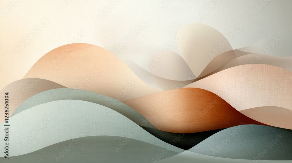 Poster realistic background design showcasing soft curves and gradients in soothing colors for creative pro