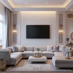 modern living room with fireplace