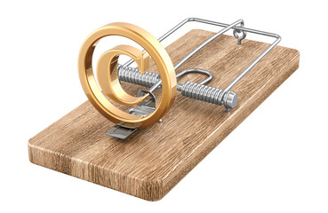 Copyright symbol in mousetrap, 3D rendering isolated on transparent background