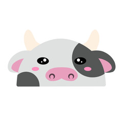 cute cow vector, drawing cartoon cow face, drawing cow face easy and simple full color